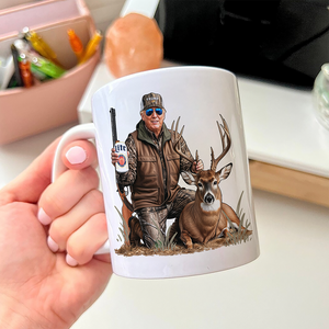 Deer Hunting with Trump - Gear Up with Patriotic Hunting White Mug LM32 63861