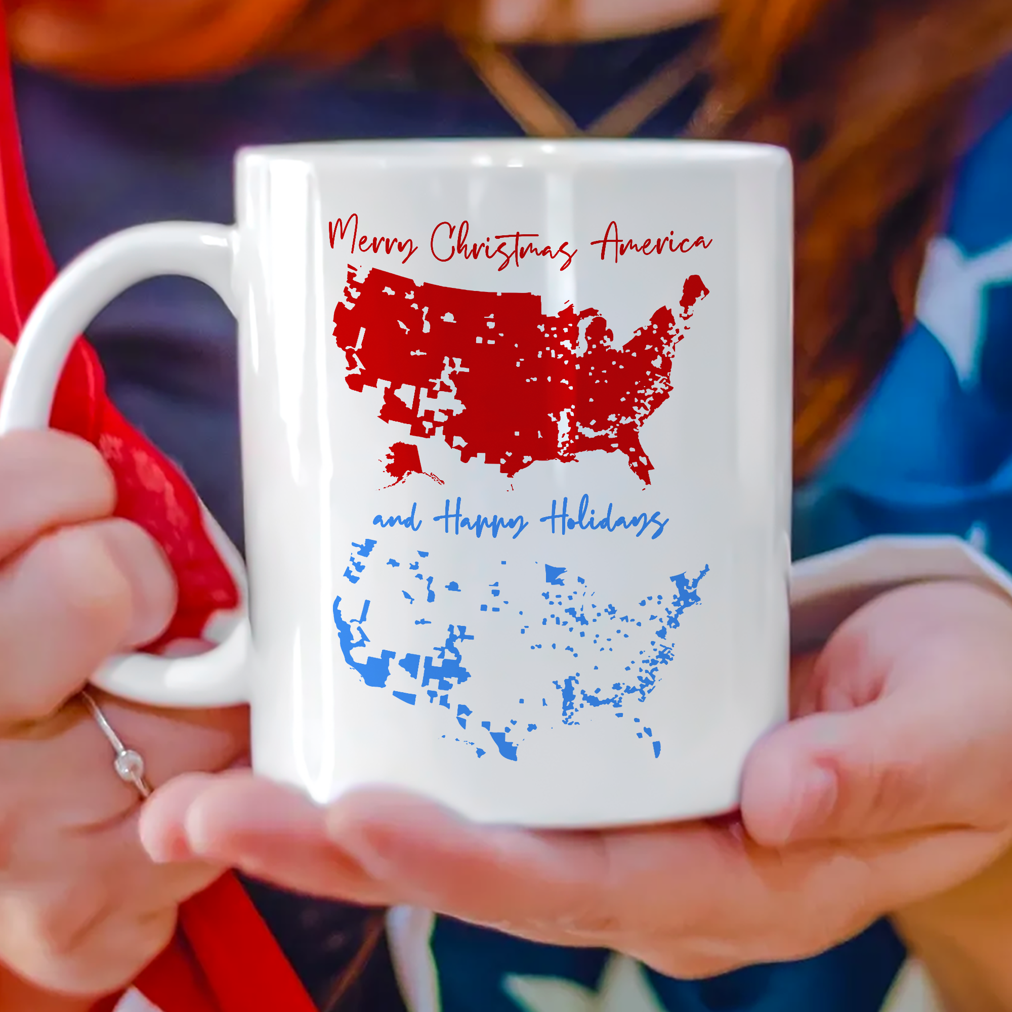 Merry Christmas To America, And Happy Holidays White Mug HA75 63988