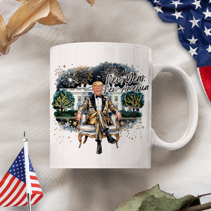 President Trump 2025 New Year New America White Mug HA75 67152