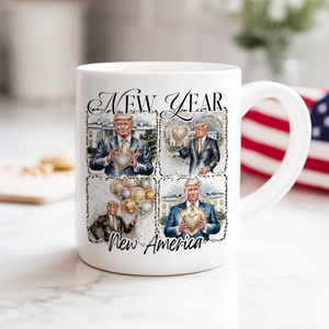 New Year New America Trump 2025 Disco Ball White Mug HA75 67128