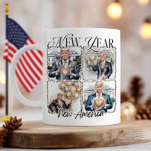 New Year New America Trump 2025 Disco Ball White Mug HA75 67128