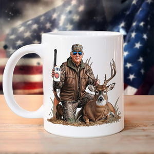 Deer Hunting with Trump - Gear Up with Patriotic Hunting White Mug LM32 63861