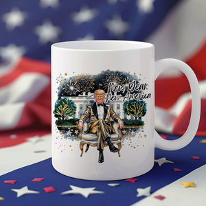 President Trump 2025 New Year New America White Mug HA75 67152