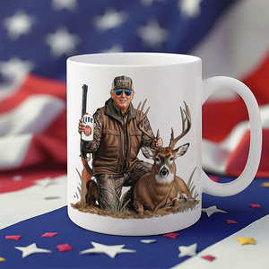 Deer Hunting with Trump - Gear Up with Patriotic Hunting White Mug LM32 63861