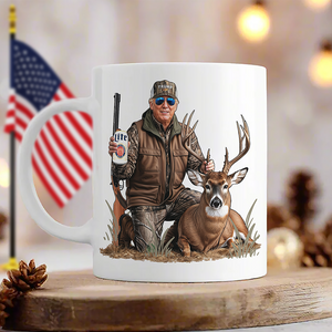 Deer Hunting with Trump - Gear Up with Patriotic Hunting White Mug LM32 63861