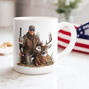 Deer Hunting with Trump - Gear Up with Patriotic Hunting White Mug LM32 63861