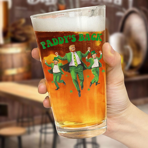 Trump Paddy's Back 2025 St. Patrick's Day Beer Glass LM32 65281