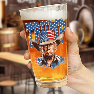Western Trump Retro USA 4th of July Print Beer Glass HO82 65720