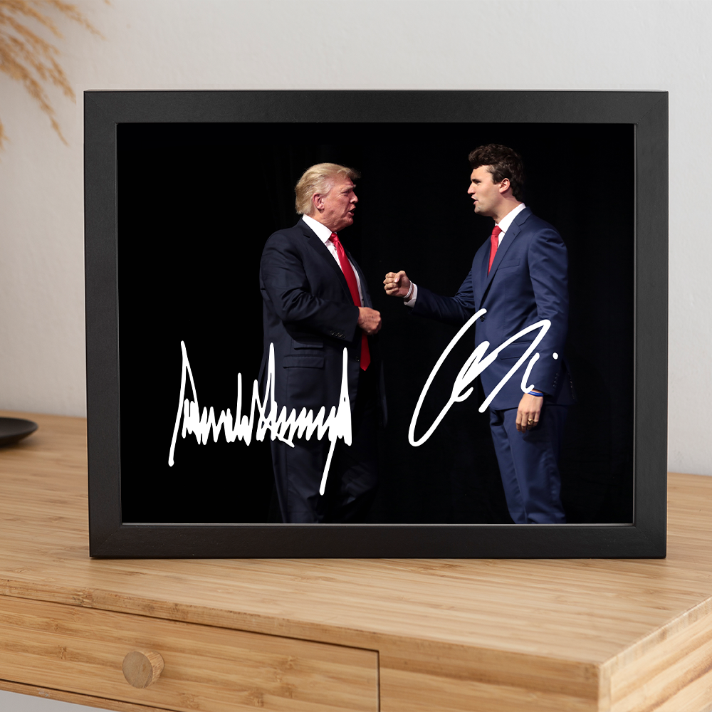 Charlie Kirk - Donald Trump Autographed Signed Picture Frame LM32 65505