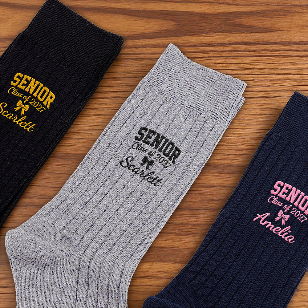 Personalized Name Senior - Class of 2027 Embroidered Socks HA75 922096