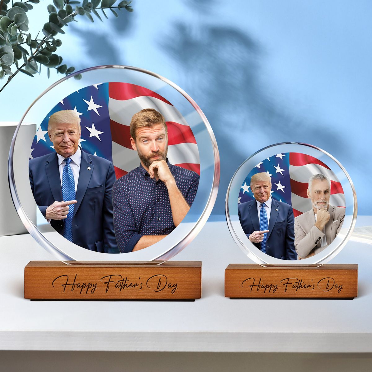 Personalize Custom Photo With Trump Happy Father's Day Acrylic Frame Block HA75 64400