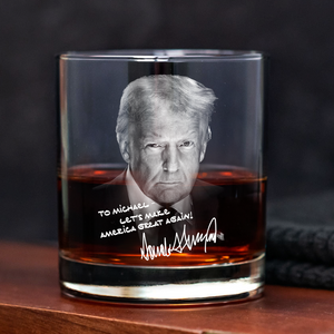 Personalized President Donald Trump Autographed Print Whiskey Glass HA75 64328