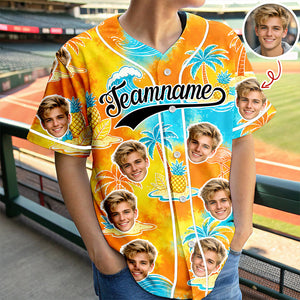 Custom Photo Tropical Floral Hawaiian Baseball Jersey - Personalized Gift for Dad, Husband, Boyfriend CH07 911852