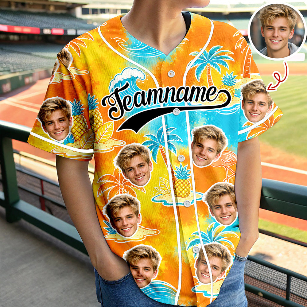 Custom Photo Tropical Floral Hawaiian Baseball Jersey - Personalized Gift for Dad, Husband, Boyfriend CH07 911852