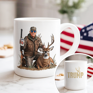 Deer Hunting with Trump - Gear Up with Patriotic Hunting White Mug LM32 63861