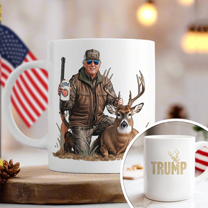 Deer Hunting with Trump - Gear Up with Patriotic Hunting White Mug LM32 63861