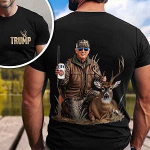 Deer Hunting with Trump - Gear Up with Patriotic Hunting Back and Front Shirt LM32 63859