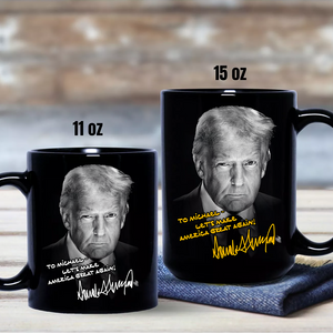 Personalized President Donald Trump Autographed Black Mug For Trump Supporters HA75 64318