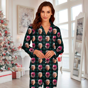 Custom Trump Face With Christmas Pattern Flannel Pajamas HO82 65426