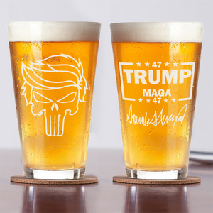 Patriotic Trump MAGA 47 Punisher Engraved Beer Glass LM32 63993