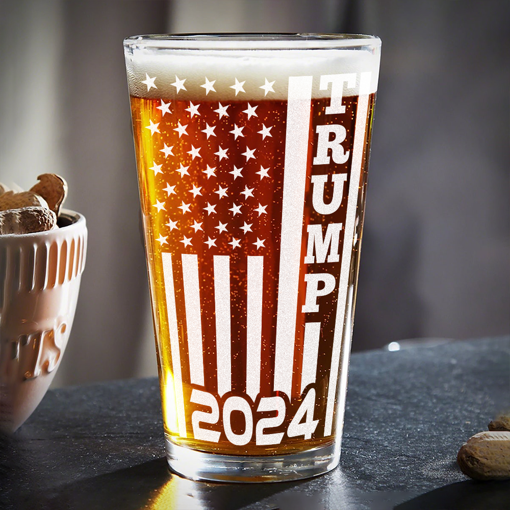 Trump 2024 Flag Print Full Beer Glass N304 HA75 62726
