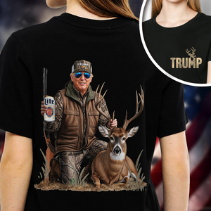 Deer Hunting with Trump - Gear Up with Patriotic Hunting Back and Front Shirt LM32 63859