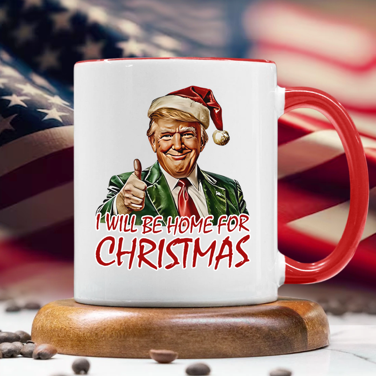 Trump I'll Be Home for Christmas - Humorous Trump Christmas Vance Accent Mug HA75 63602