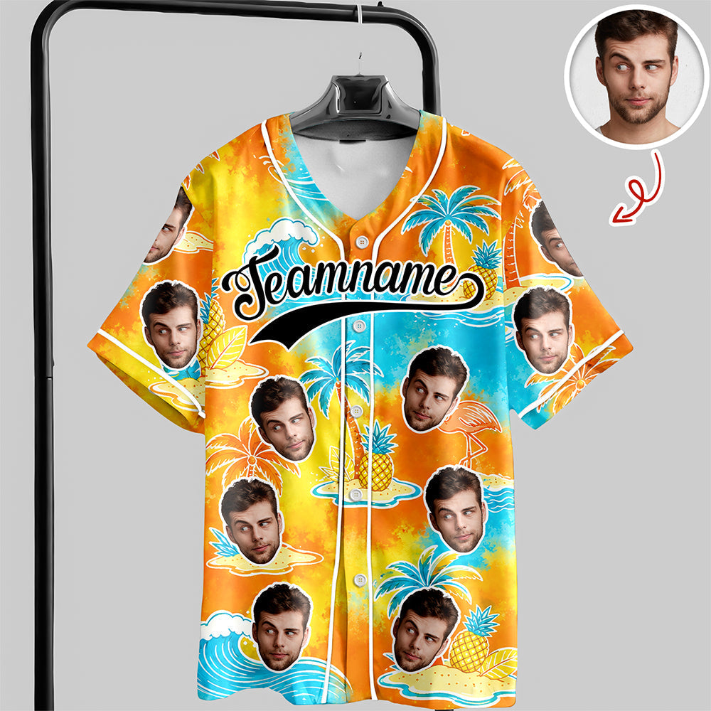 Custom Photo Tropical Floral Hawaiian Baseball Jersey - Personalized Gift for Dad, Husband, Boyfriend CH07 911852