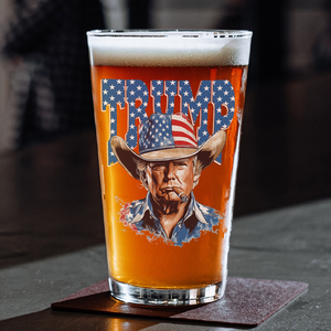 Western Trump Retro USA 4th of July Print Beer Glass HO82 65720