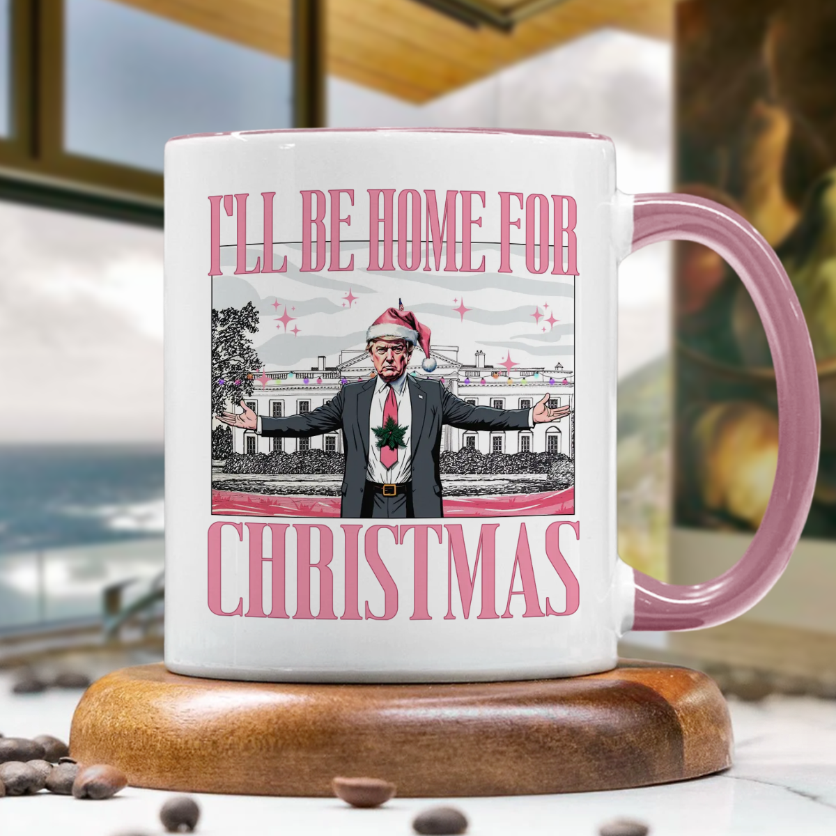 Trump I'll Be Home for Christmas, White House Accent Mug HA75 63788