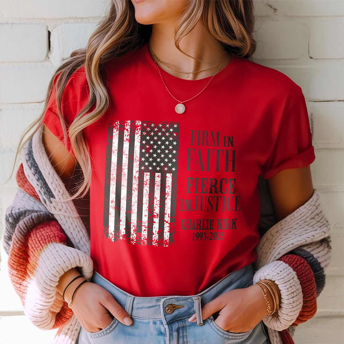 Charlie Kirk US Flag Bright Shirt HA75 644012