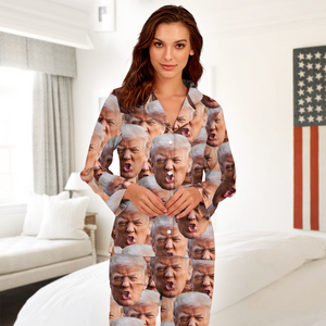 Custom Funny Trump Face Flannel Pajamas HO82 65428