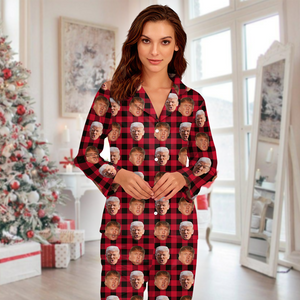 Custom Trump Face With Christmas Pattern Flannel Pajamas HO82 65426