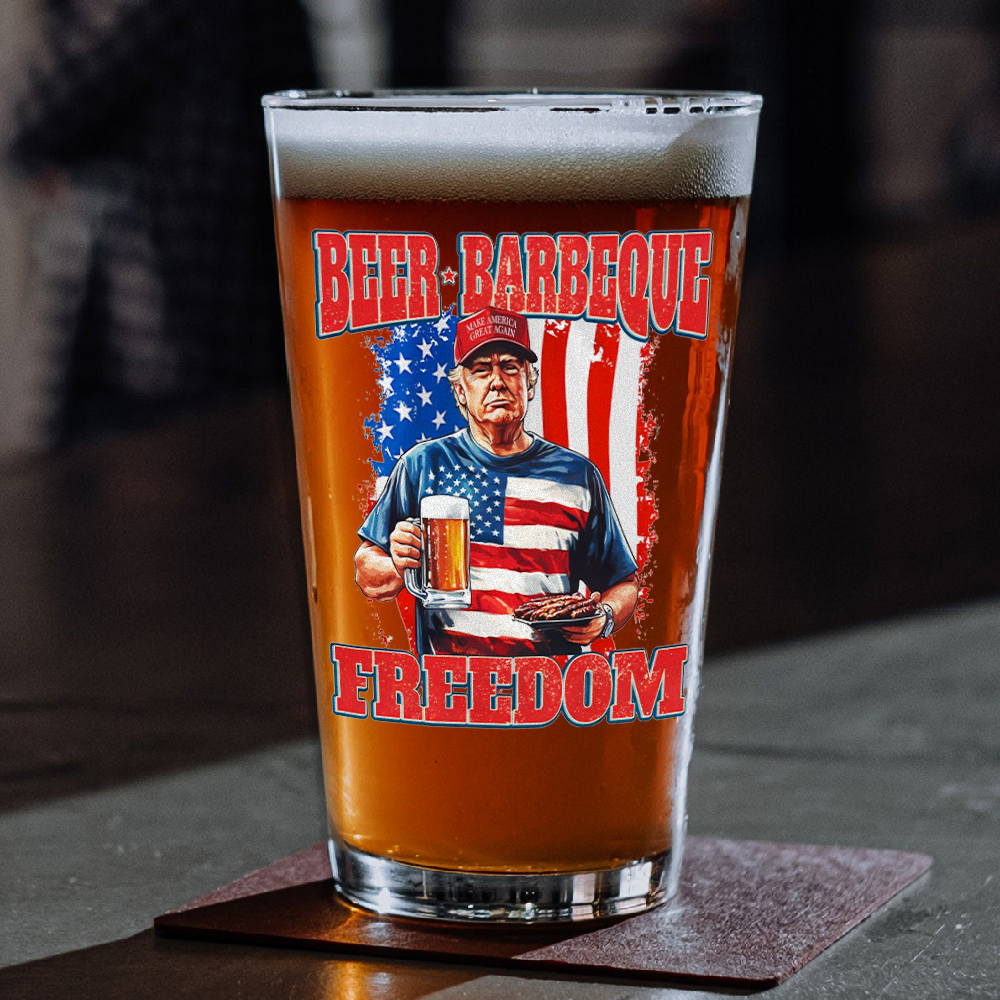 President Trump 4th of July Beer Barbeque Freedom Print Beer Glass LM32 65363