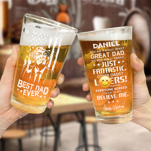 Best Dad Ever Beer Trump Engraved Beer Glass HA75 62552