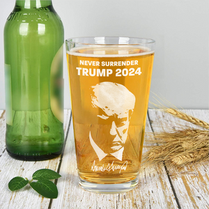 Never Surrender Trump 2024 Engraved Beer Glass TH10 N304 62755