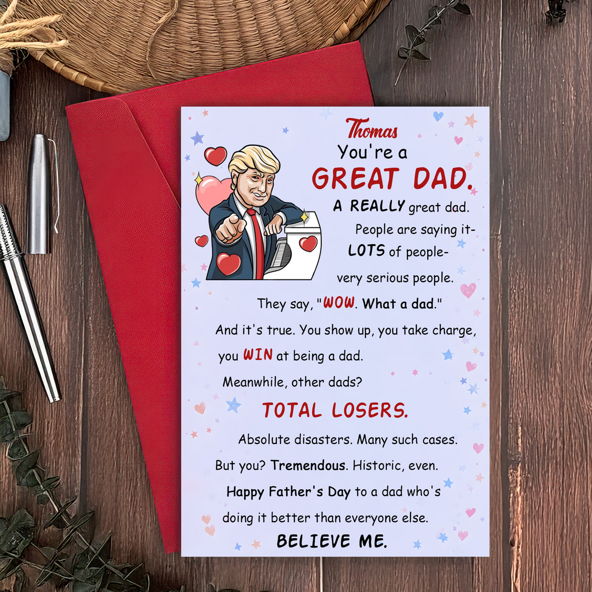 Personalized Funny Trump Parody Dad Thankyou Card CH07 67540