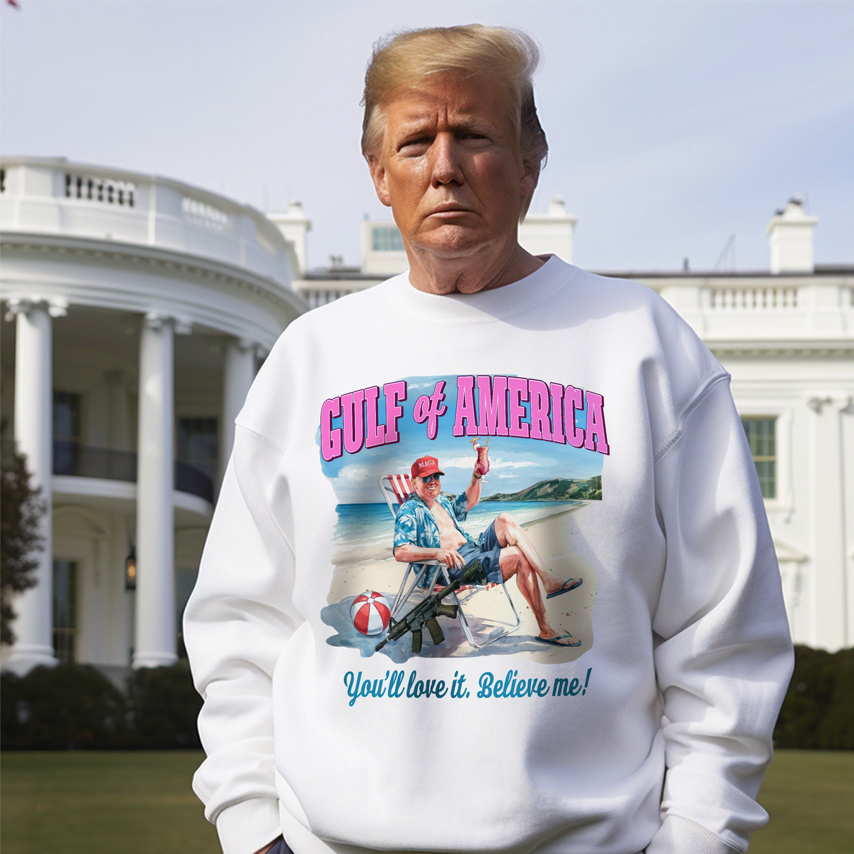 Trump's Gulf of America Comeback Tour: Join In Bright Shirt LM32 65293