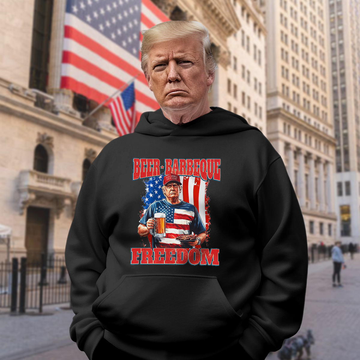 President Trump 4th of July Beer Barbeque Freedom Dark Shirt LM32 65361