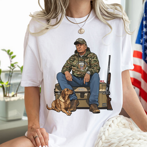 Trump Hunting Gear No Words : Buck Around and Find Out White Shirt 63839