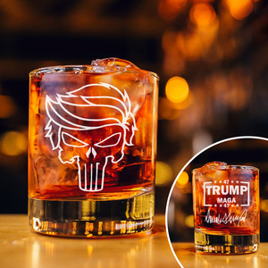 Patriotic Trump MAGA 47 Punisher Engraved Whiskey Glass LM32 63995