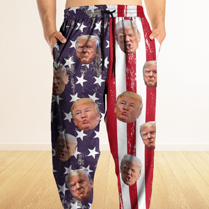 Custom Trump Photo With USA Flag Grunge Background Sweatpants TH10 64135