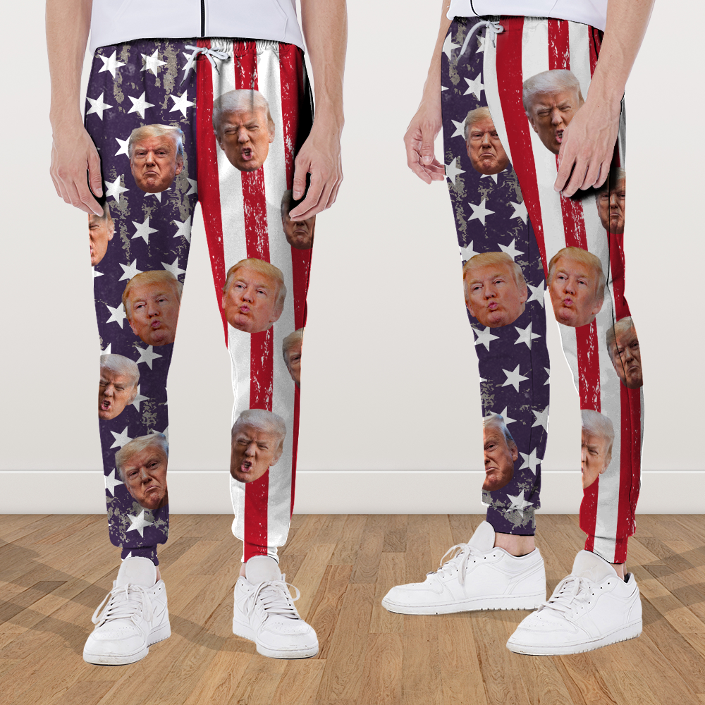 Custom Trump Photo With USA Flag Grunge Background Sweatpants TH10 64135