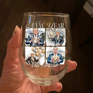 New Year New America Trump 2025 Disco Ball Stemless Wine GLass HA75 64180