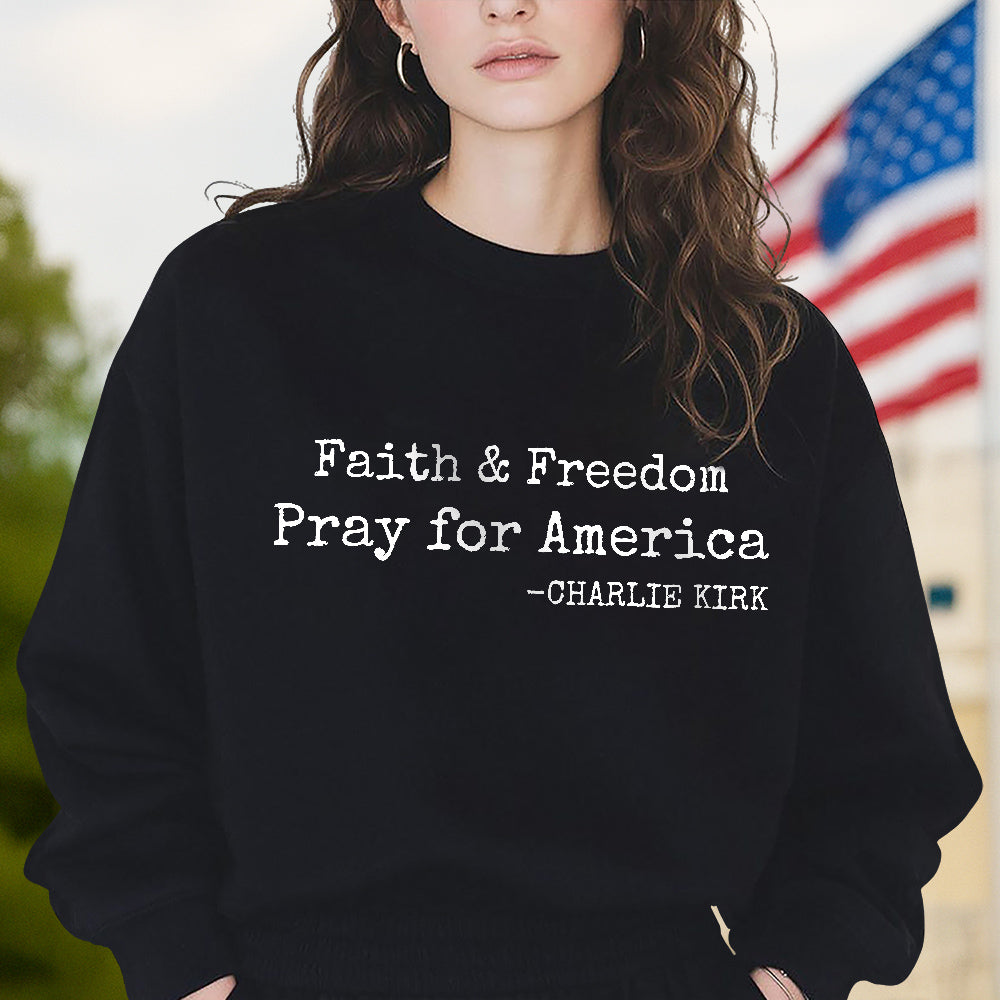Faith & Freedom Pray for America Charlie Kirk Dark Shirt HA75 64454