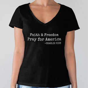 Faith & Freedom Pray for America Charlie Kirk Dark Shirt HA75 64454
