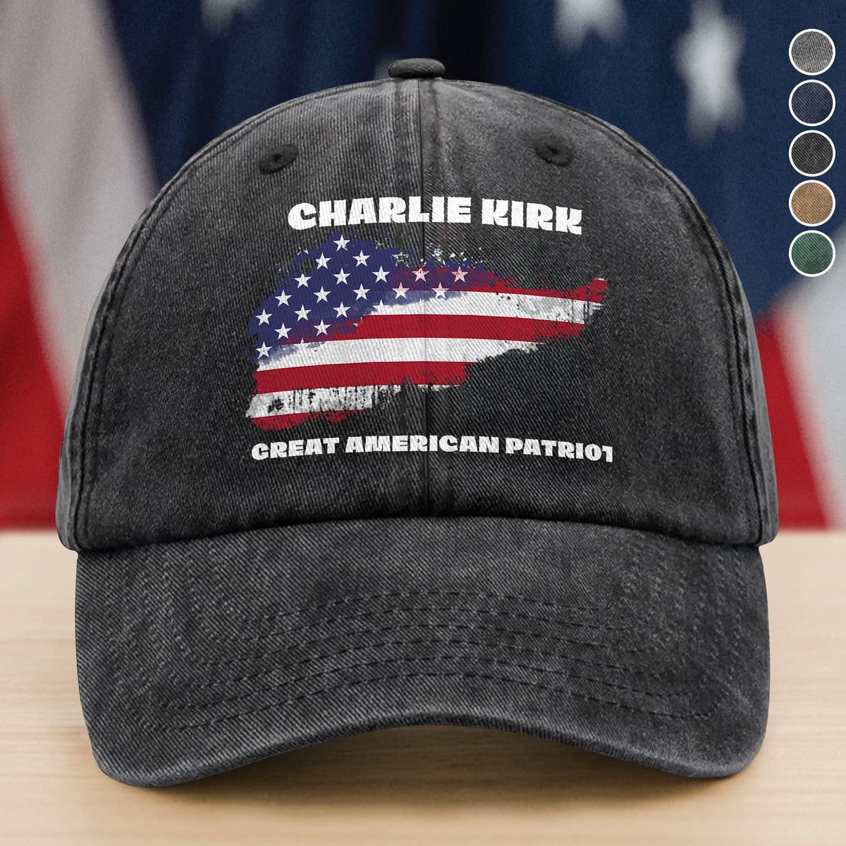 Pray For Charlie Kirk - Great American Patriot Washed Denim Baseball Cap LM32 65637