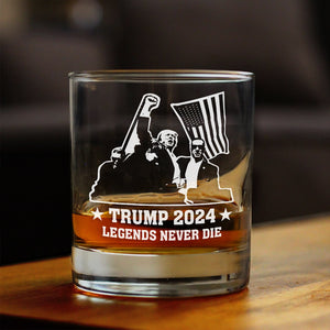 Trump 2024 For President Legends Never D** Rock Glass HO82 63244