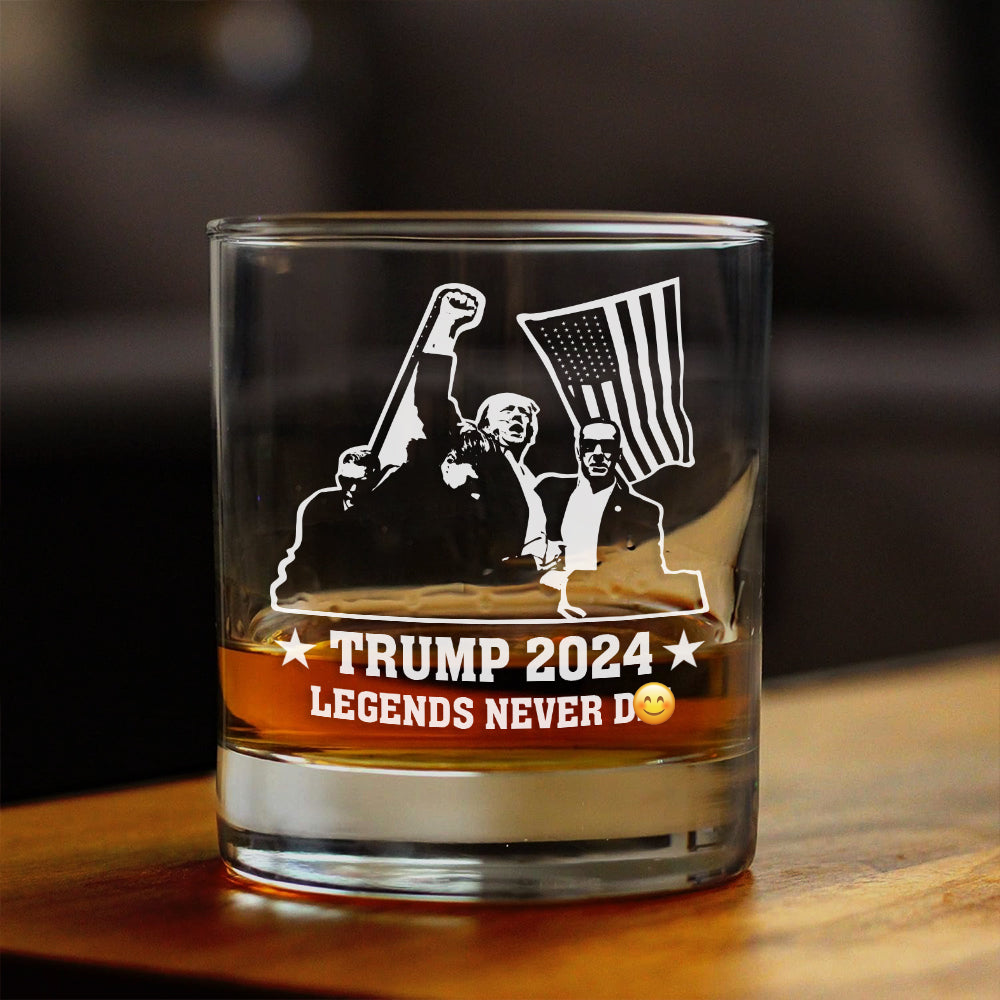 Trump 2024 For President Legends Never D** Rock Glass HO82 63244