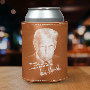 Custom Name President Donald Trump Leather Can Cooler Holder HO82 65714